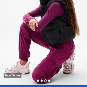 Athleta Girl Black Puffer Vest with Purple Activewear Set NWOT